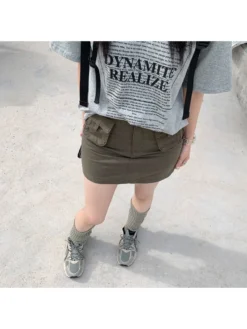 2023 Casual Pocket Green Versatile Skirt Female -Bambam Clothing Shop P 20230222095522140 828