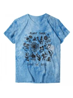 Western Flower Printed Tie Dye Women T Shirts -Bambam Clothing Shop P 20230302164737783 638
