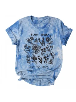 Western Flower Printed Tie Dye Women T Shirts -Bambam Clothing Shop P 20230302164740176 438