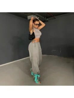 Street Tie Wrap Wide Leg Pants For Women