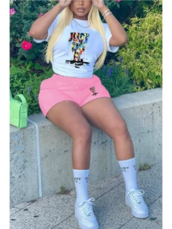 Women Sports Printed Casual Two-Piece Short Sets
