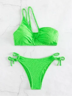 Asymmetry Green Designer Beach Women One Shoulder Bikini Sets -Bambam Clothing Shop P 20230401140427119 953