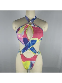 Sexy Tie Dyed Hollow Out Sleeveless Swimsuit Set -Bambam Clothing Shop P 20230401154934253 760