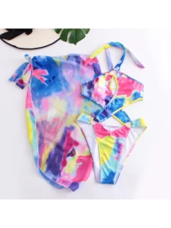 Sexy Tie Dyed Hollow Out Sleeveless Swimsuit Set -Bambam Clothing Shop P 20230401154938805 703
