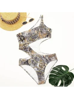 Sexy Snake Print Backless Hollow Out Swimsuits -Bambam Clothing Shop P 20230401155337962 792