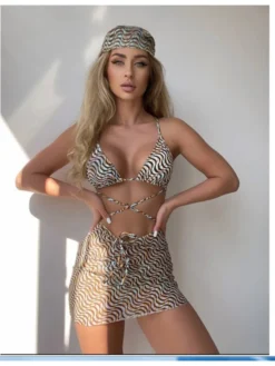 Ripple Printing Sexy Bikini Swimsuit Set