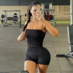 Casual Plain Spaghetti Straps Rompers For Women -Bambam Clothing Shop P 20230419100458522 171