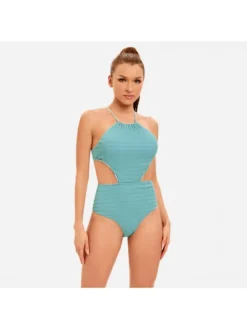 Sexy Backless Waist Cutout One-Piece Swimsuit