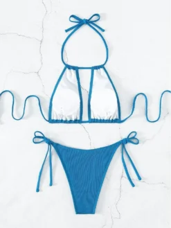Sexy Hot Beach Light Blue Cutout Tie Wrap Bikini Sets -Bambam Clothing Shop P 20230505154829288 844