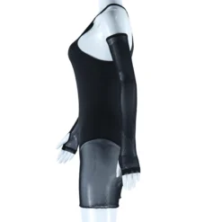 Women's Black Gauze See-Through Tight Rompers -Bambam Clothing Shop P 20230511145922327 451