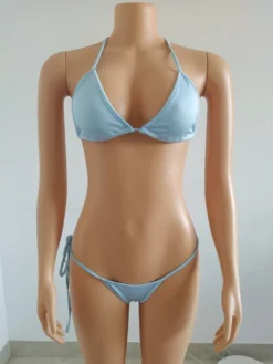 Ruched Drawstring See Through Blue Skirt Bikini Sets -Bambam Clothing Shop P 20230512141420193 387