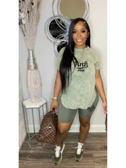 Fashion Letter Printed Sports Shorts Sets