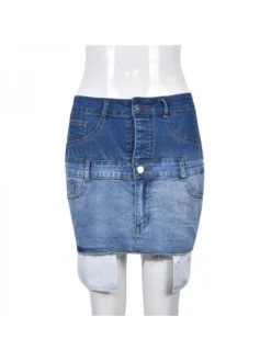 Fashion Blue Contrast Color Skirt For Women -Bambam Clothing Shop P 20230523113625384 571