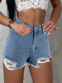 Blue Ripped Design Denim Shorts -Bambam Clothing Shop P 20230608154140797 751
