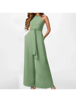 Casual Lace Up Green Jumpsuit Women -Bambam Clothing Shop P 20230620174547246 276