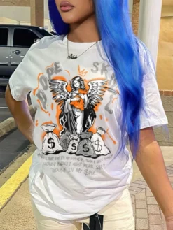 White Letter Printing Casual T-shirt