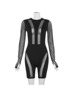 Women's Sexy See Through Patchwork Romper -Bambam Clothing Shop P 20230717163028374 200