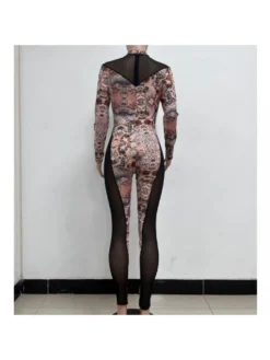 Khaki See Through Long Sleeve Jumpsuit -Bambam Clothing Shop P 20230720204737459 775