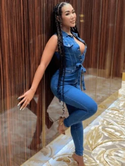 Sexy Slim Denim Sleeveless Jumpsuits -Bambam Clothing Shop P 20230724174632693 718