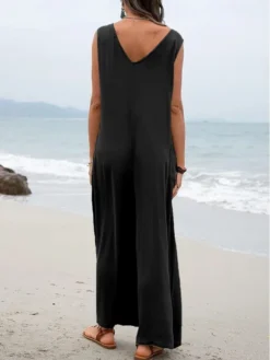 V-Neck Pocket Wide Leg Jumpsuit -Bambam Clothing Shop P 20230728105206717 911