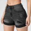 Fashion Denim Wear Out High Waist Shorts
