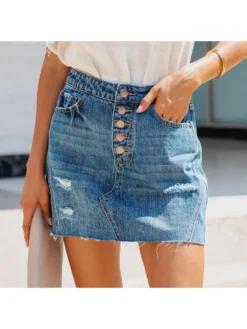 Women's Casual Denim Pure Color Skirts