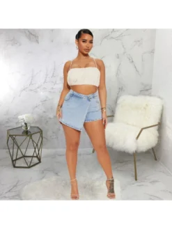 Fashion Slim Mid Waist Denim Shorts