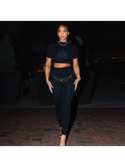 Solid Color Short Sleeve Slim Sports 2pc Sets -Bambam Clothing Shop P 20230810111557916 129