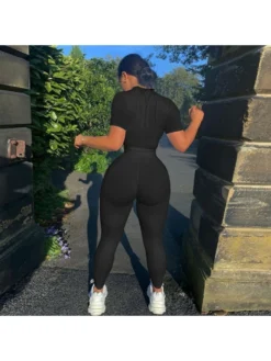 Solid Color Short Sleeve Slim Sports 2pc Sets -Bambam Clothing Shop P 20230810111602829 382