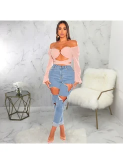 Fall Fashion Hollowed Out Denim Jeans