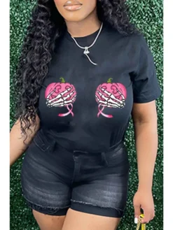 Printed Round Neck Short Sleeve T-shirt