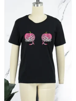 Printed Round Neck Short Sleeve T-shirt -Bambam Clothing Shop P 20230819155624542 562