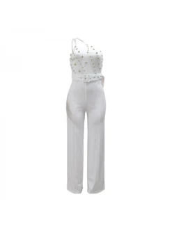 Pure Color Slim One Shoulder Wide Leg Jumpsuit -Bambam Clothing Shop P 20230831100025539 302