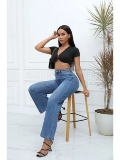 Fashion Ripped High Waist Straight Jeans