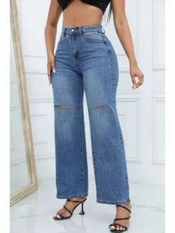 Fashion Ripped High Waist Straight Jeans -Bambam Clothing Shop P 20230915121643500 211