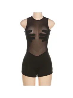 See Through High Rise Slim Rompers -Bambam Clothing Shop P 20230919152624488 658