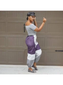 Colorblock Terylene Fitted Pants