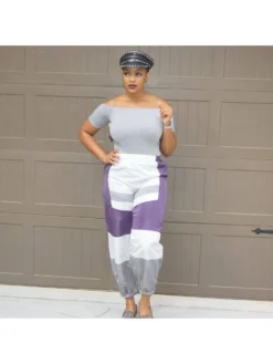 Colorblock Terylene Fitted Pants -Bambam Clothing Shop P 20231005184001561 781