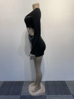 See Through Hot Drilling Fitted Long Sleeves Rompers -Bambam Clothing Shop P 20231009163116205 160