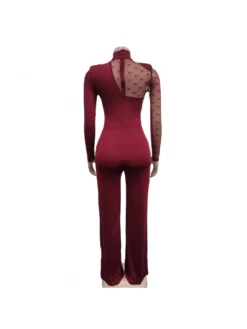 Polka See Through Long Sleeve Jumpsuit -Bambam Clothing Shop P 20231020093718198 248