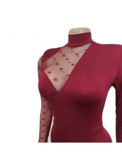 Polka See Through Long Sleeve Jumpsuit -Bambam Clothing Shop P 20231020093721461 321