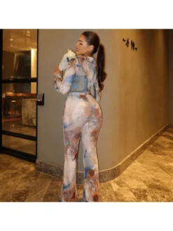 Abstract Printed Fitted Blouses Trouser Sets -Bambam Clothing Shop P 20231028162408462 169