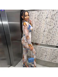 Abstract Printed Fitted Blouses Trouser Sets -Bambam Clothing Shop P 20231028162410989 900