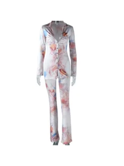 Abstract Printed Fitted Blouses Trouser Sets -Bambam Clothing Shop P 20231028162415937 127