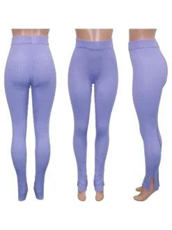 Solid Color Split Hem Elastic Waist Pants -Bambam Clothing Shop P 20231107200032235 996