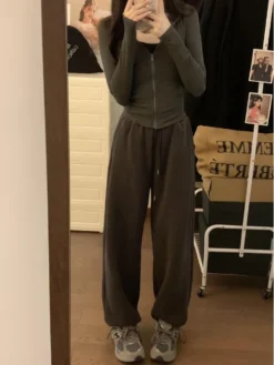 Patchwork Drawstring Loose High Rise Pants -Bambam Clothing Shop P 20231114101640263 124