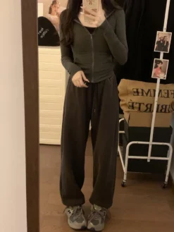 Patchwork Drawstring Loose High Rise Pants -Bambam Clothing Shop P 20231114101646423 167