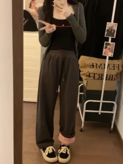 Patchwork Drawstring Loose High Rise Pants -Bambam Clothing Shop P 20231114101652629 977