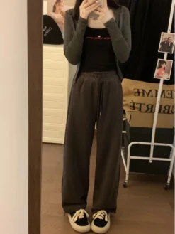 Patchwork Drawstring Loose High Rise Pants -Bambam Clothing Shop P 20231114101655735 861