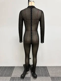 See Through Gauze Sequin Patchwork Jumpsuit -Bambam Clothing Shop P 20231130154732237 250